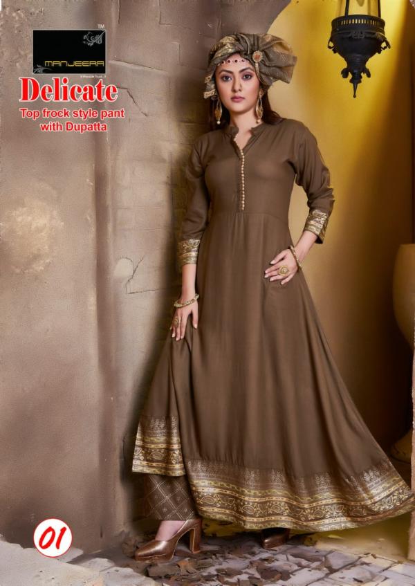 Manjeera Delicate Fancy Kurti With Bottom Dupatta Collection